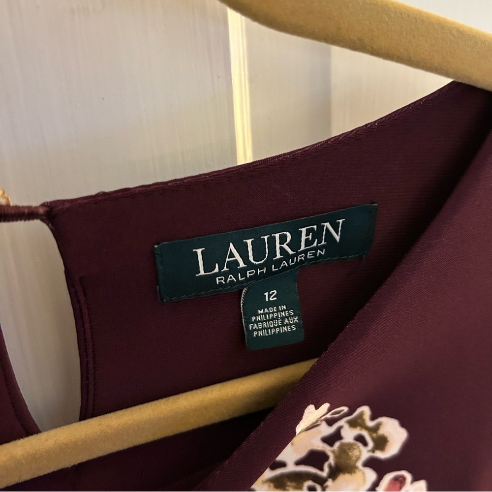 Lauren Ralph Lauren Deep Burgundy Floral Midi Dress - 12
